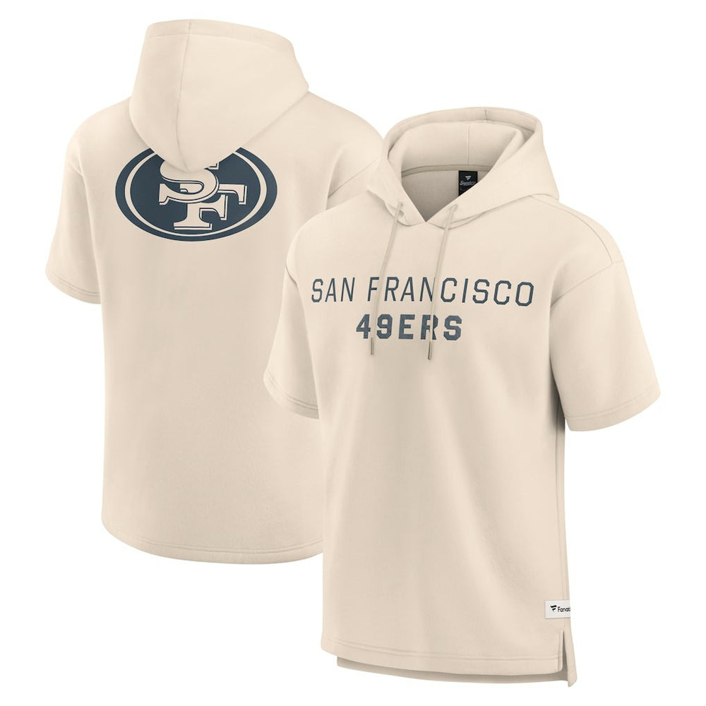 San Francisco 49ers Elements Future Ground Lettering Short Sleeve Pullover Hoodie - Cream discount