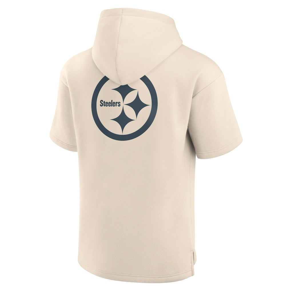 Pittsburgh Steelers Elements Future Ground Lettering Short Sleeve Pullover Hoodie - Cream for sale
