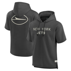 New York Jets Elements Future Ground Lettering Short Sleeve Pullover Hoodie - Charcoal discount