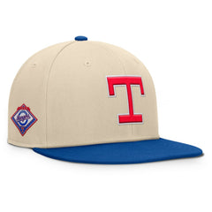 Texas Rangers Cooperstown Collection Bounder Snapback Hat Natural/Royal