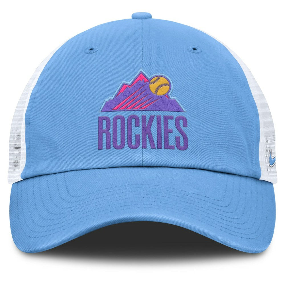 Colorado Rockies Unisex 2025 City Connect Club Adjustable Trucker Hat Light Blue/White