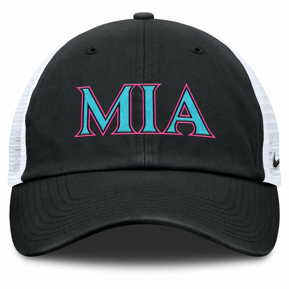 Miami Marlins Unisex 2025 City Connect Trucker Adjustable Hat Black/White