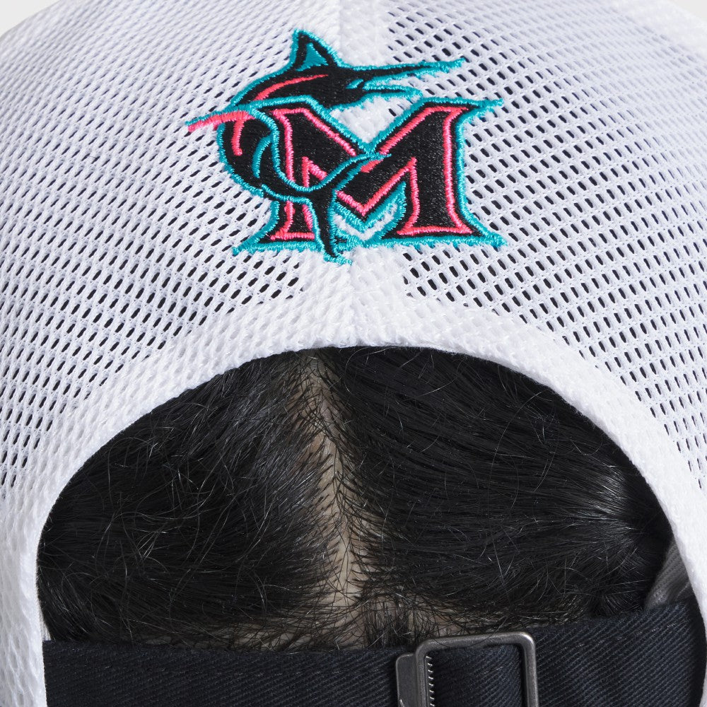 Miami Marlins Unisex 2025 City Connect Trucker Adjustable Hat Black/White