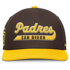 San Diego Padres Pro Performance Snapback Hat Brown/Gold