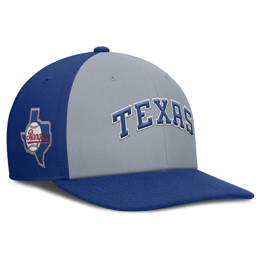 Texas Rangers Pro Performance Snapback Hat Gray/Royal