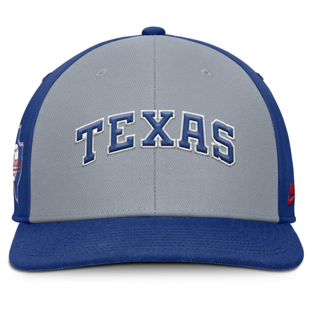 Texas Rangers Pro Performance Snapback Hat Gray/Royal