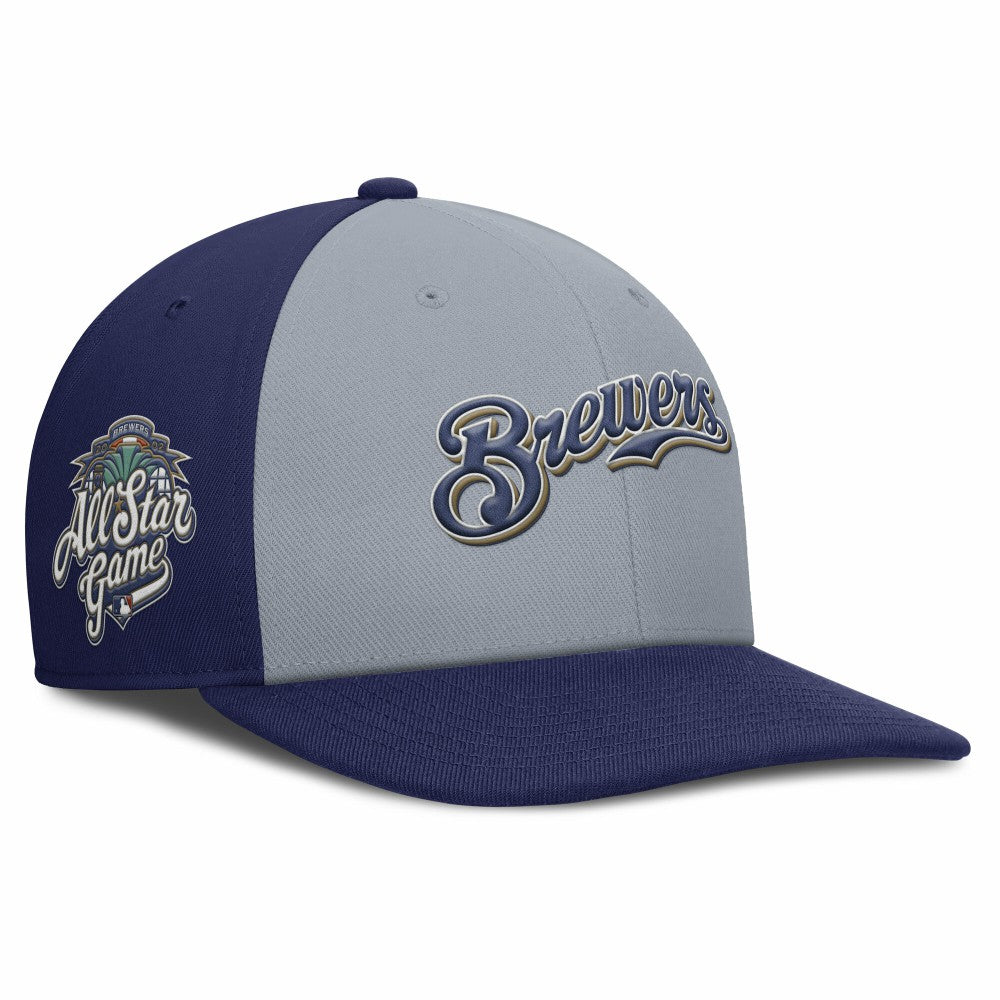 Milwaukee Brewers Pro Performance Snapback Hat Gray/Navy