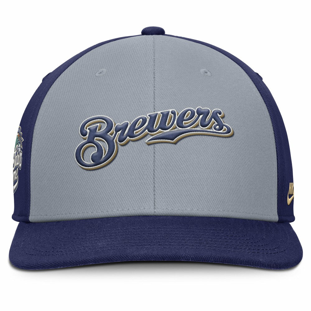 Milwaukee Brewers Pro Performance Snapback Hat Gray/Navy