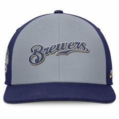 Milwaukee Brewers Pro Performance Snapback Hat Gray/Navy