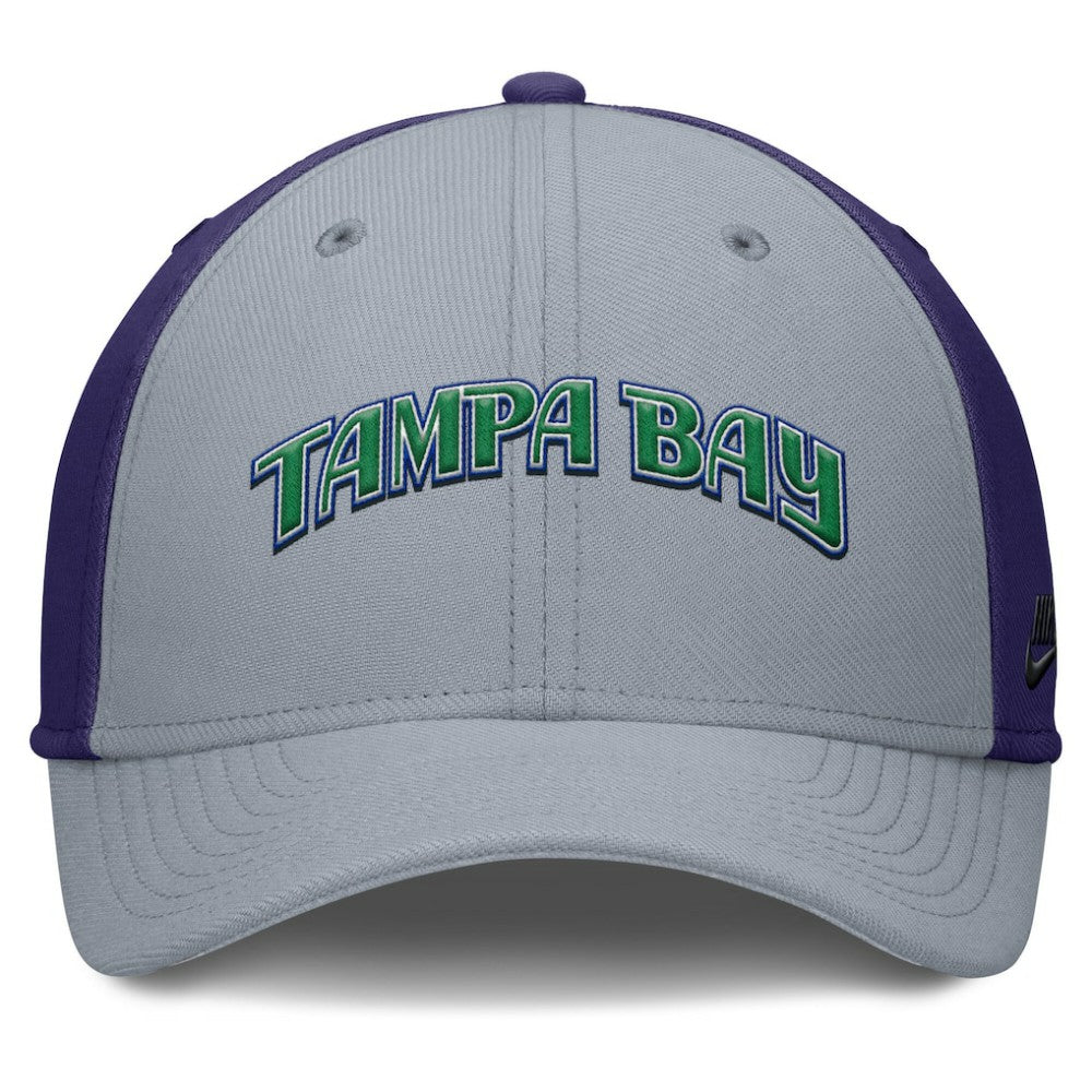Tampa Bay Rays Rise Swoosh Performance Flex Hat Gray/Purple
