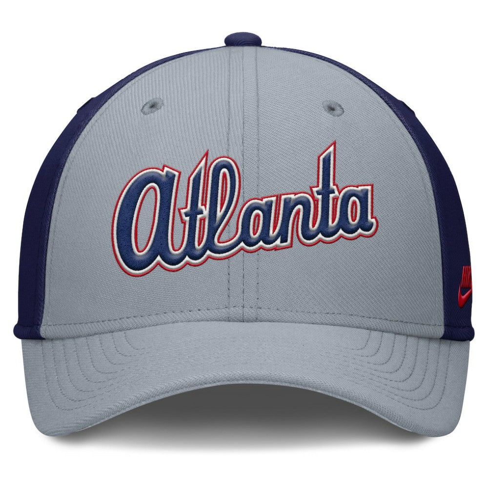 Atlanta Braves Rise Swoosh Performance Flex Hat Gray/Navy