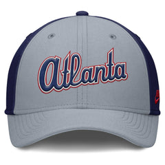 Atlanta Braves Rise Swoosh Performance Flex Hat Gray/Navy