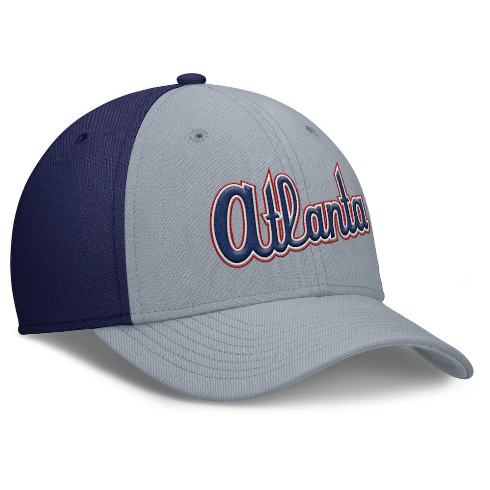 Atlanta Braves Rise Swoosh Performance Flex Hat Gray/Navy