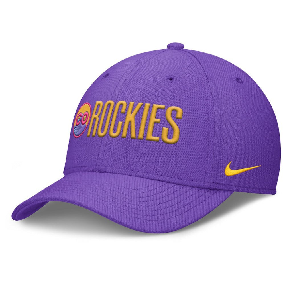 Colorado Rockies 2025 City Connect Rise Swoosh Performance Flex Hat Purple