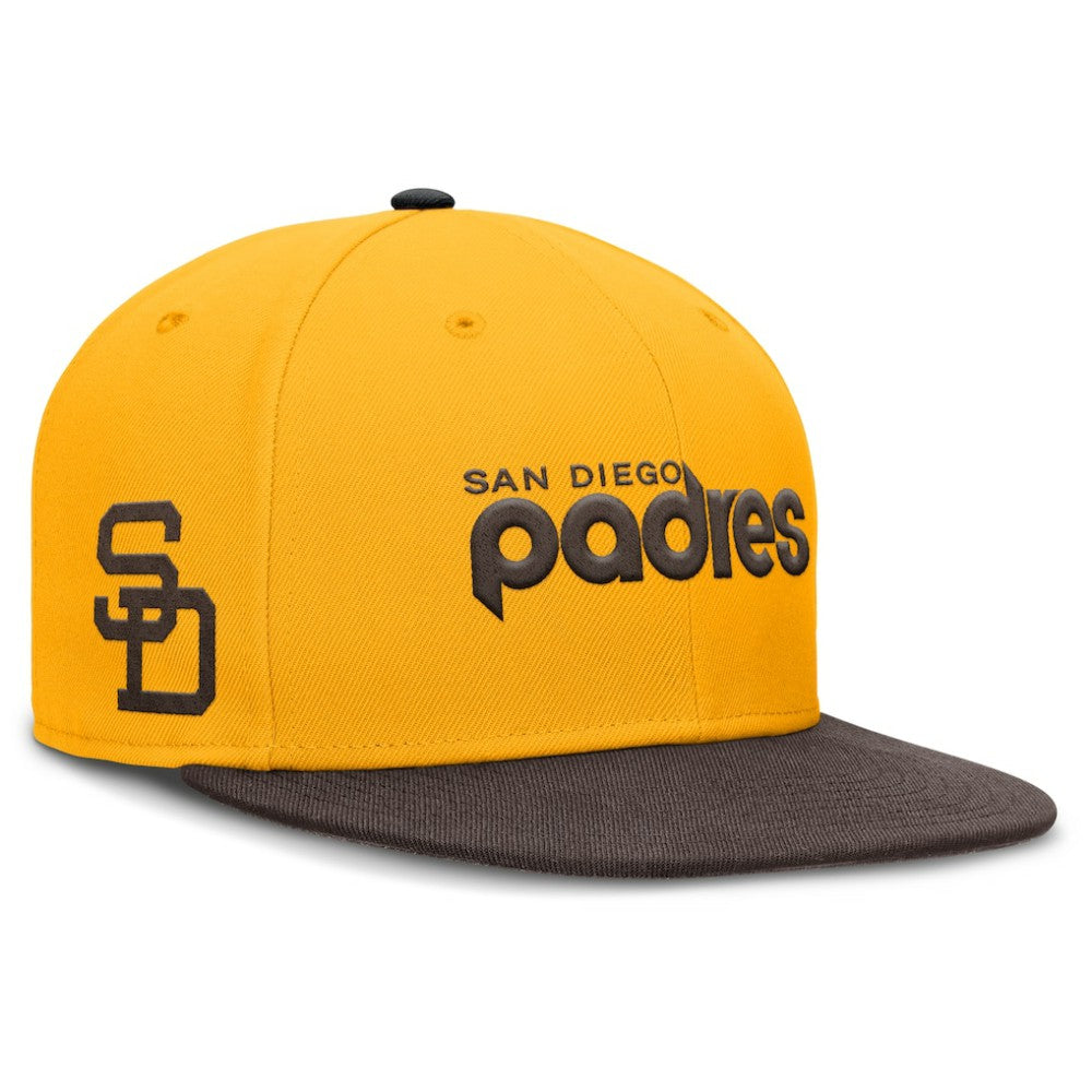 San Diego Padres Cooperstown Two-Tone Dri-FIT Round Bill True Fitted Hat Gold