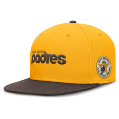 San Diego Padres Cooperstown Two-Tone Dri-FIT Round Bill True Fitted Hat Gold