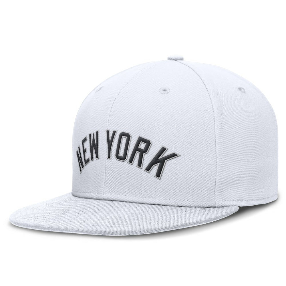 New York Yankees Wordmark Dri-FIT Round Bill True Fitted Hat White