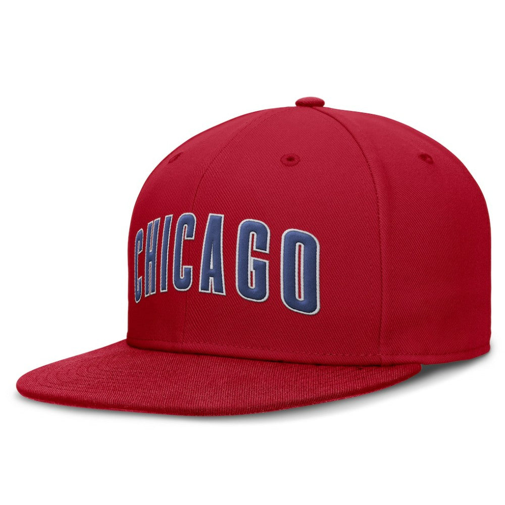 Chicago Cubs Wordmark Dri-FIT Round Bill True Fitted Hat Red