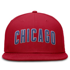 Chicago Cubs Wordmark Dri-FIT Round Bill True Fitted Hat Red