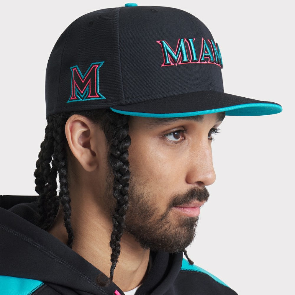 Miami Marlins 2025 City Connect Performance Fitted Hat Black