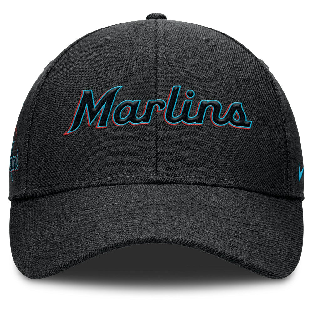 Miami Marlins Rise Gaberdine Adjustable Hat Black
