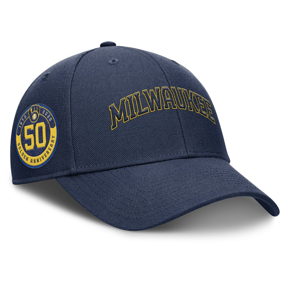 Milwaukee Brewers Rise Gaberdine Adjustable Hat Navy