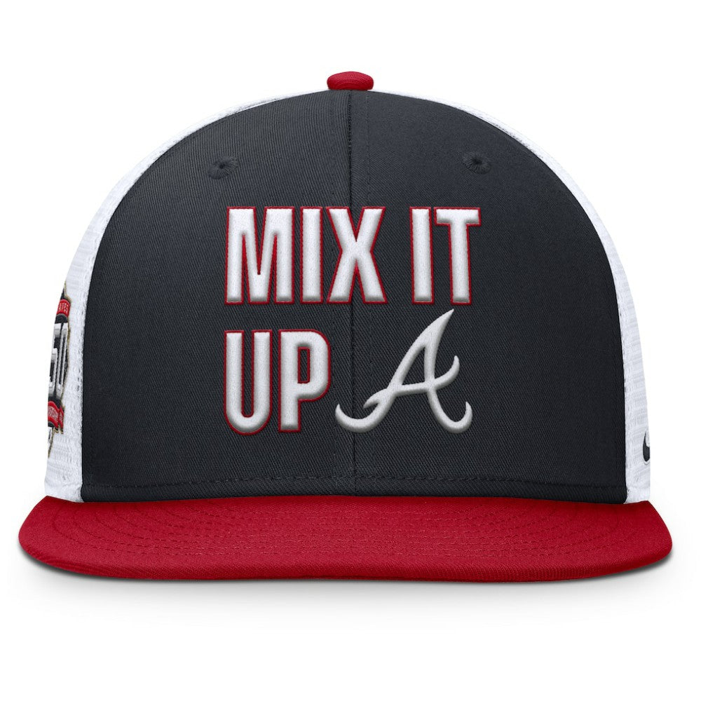 Atlanta Braves Pro Performance Trucker Snapback Hat Navy/Red