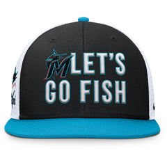Miami Marlins Pro Performance Trucker Snapback Hat Black/Light Blue