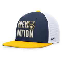Milwaukee Brewers Pro Trucker Snapback Hat Navy