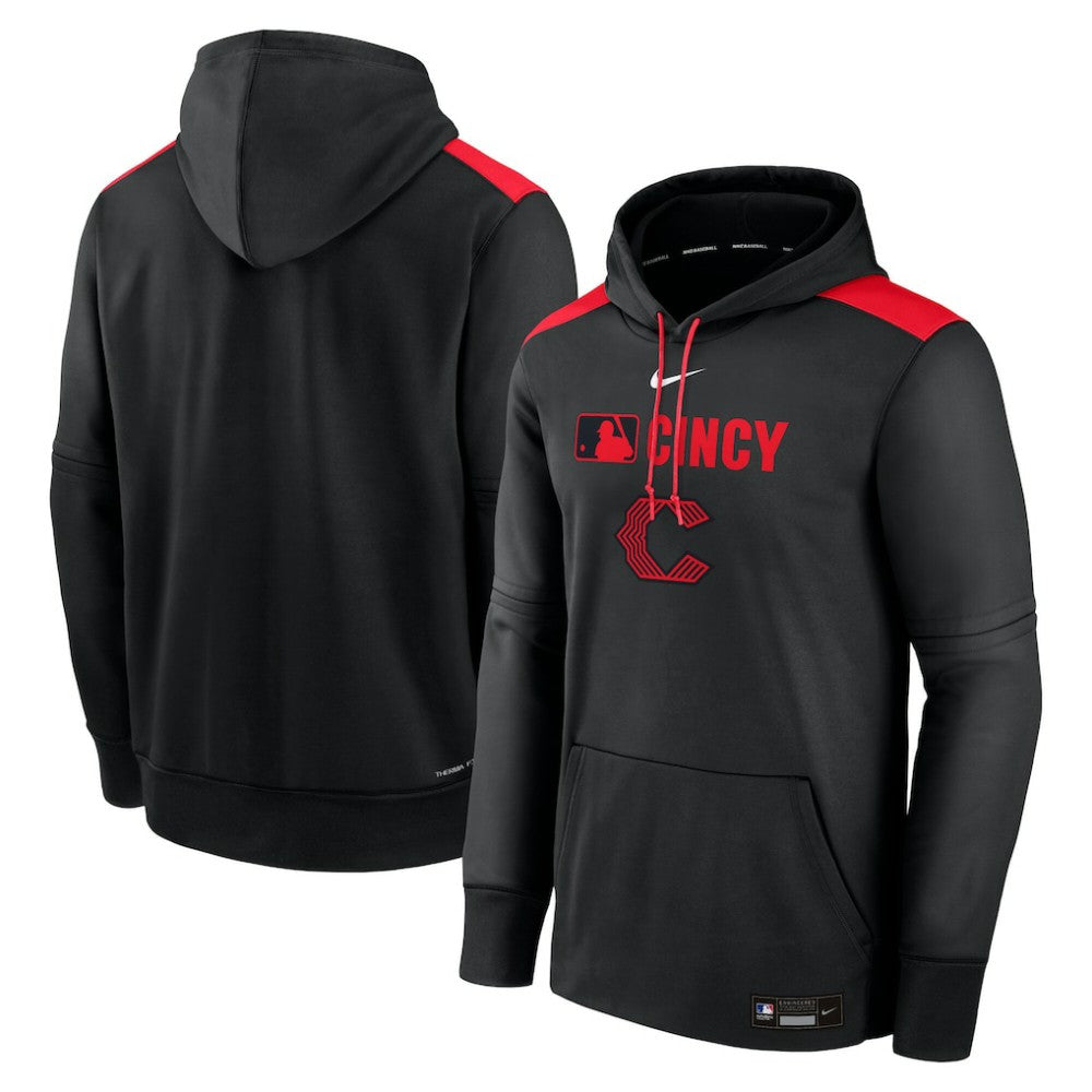 Cincinnati Reds Authentic Collection City Connect Therma Pullover Hoodie Black