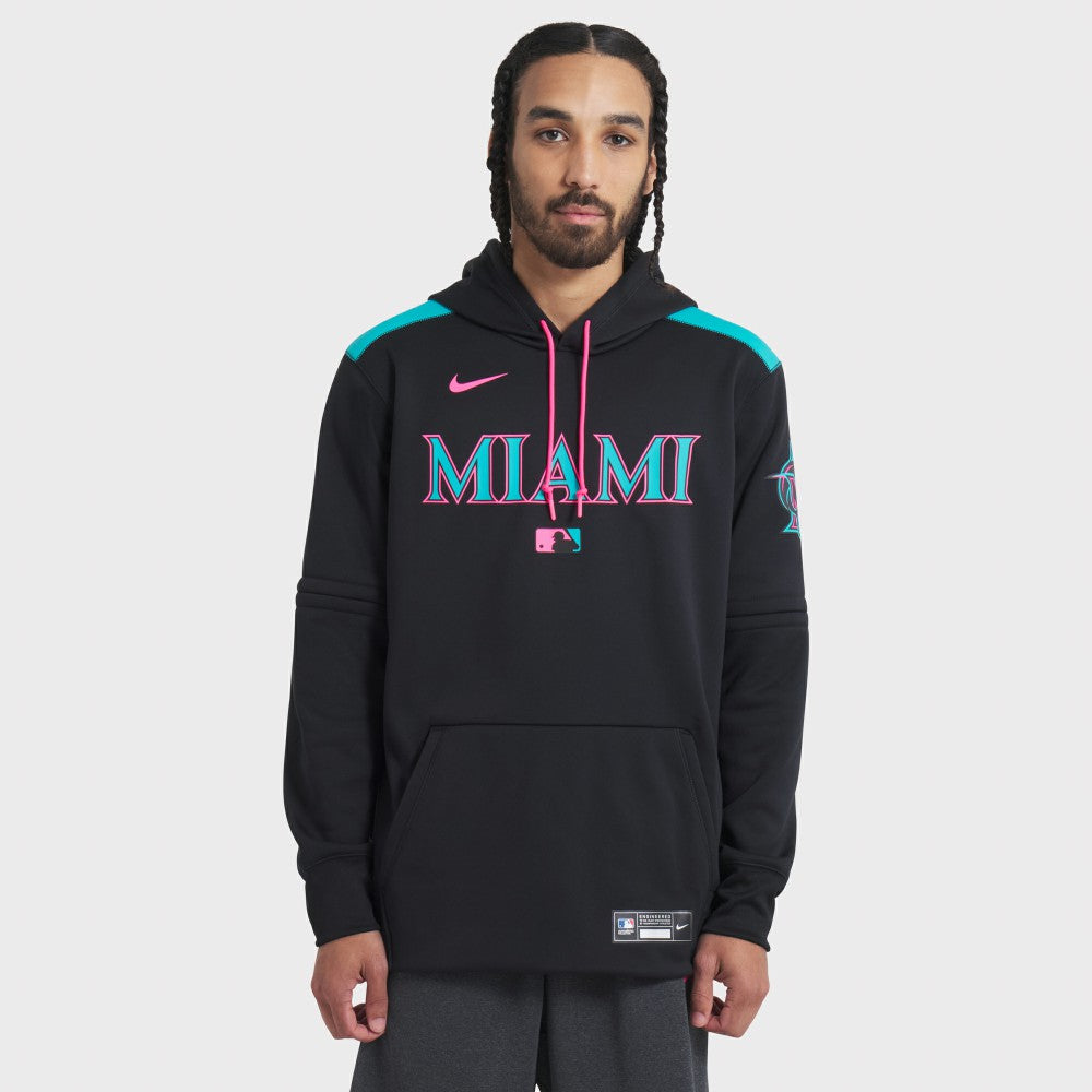 Miami Marlins 2025 City Connect Authentic Collection Therma Pullover Hoodie Black