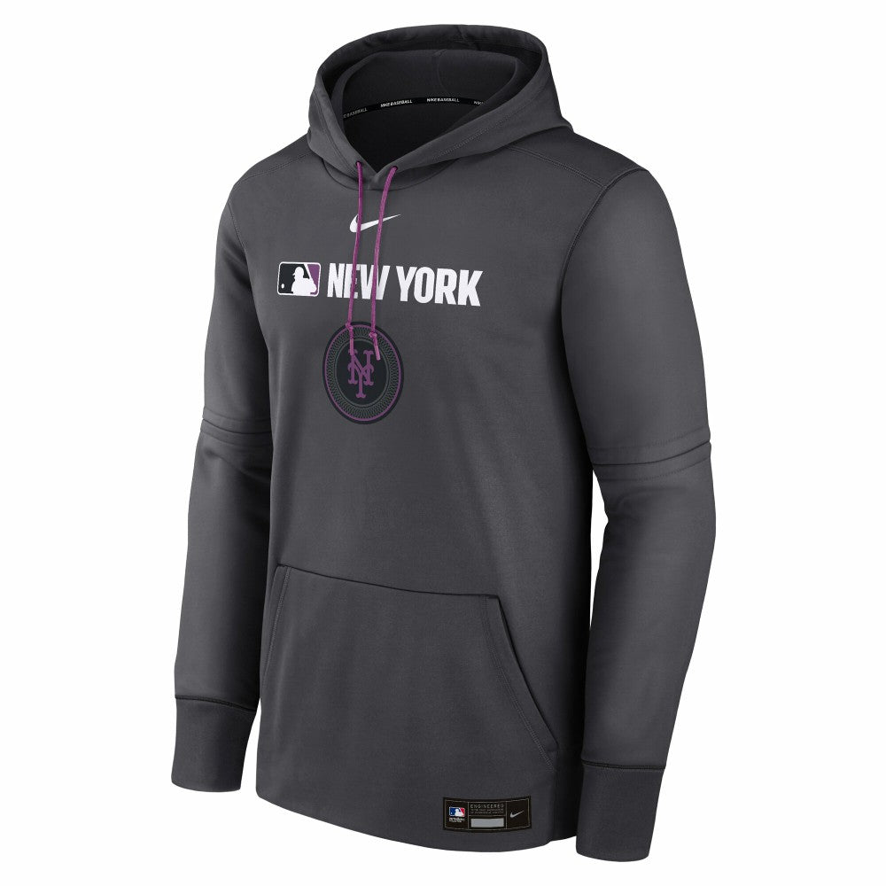 New York Mets Authentic Collection City Connect Therma Pullover Hoodie Anthracite