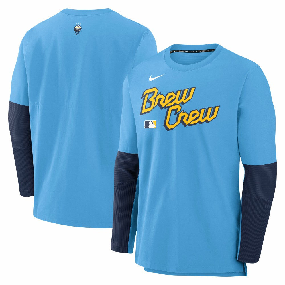 Milwaukee Brewers 2025 City Connect Authentic Collection Player Dri-FIT Lightweight Pullover Light Blue