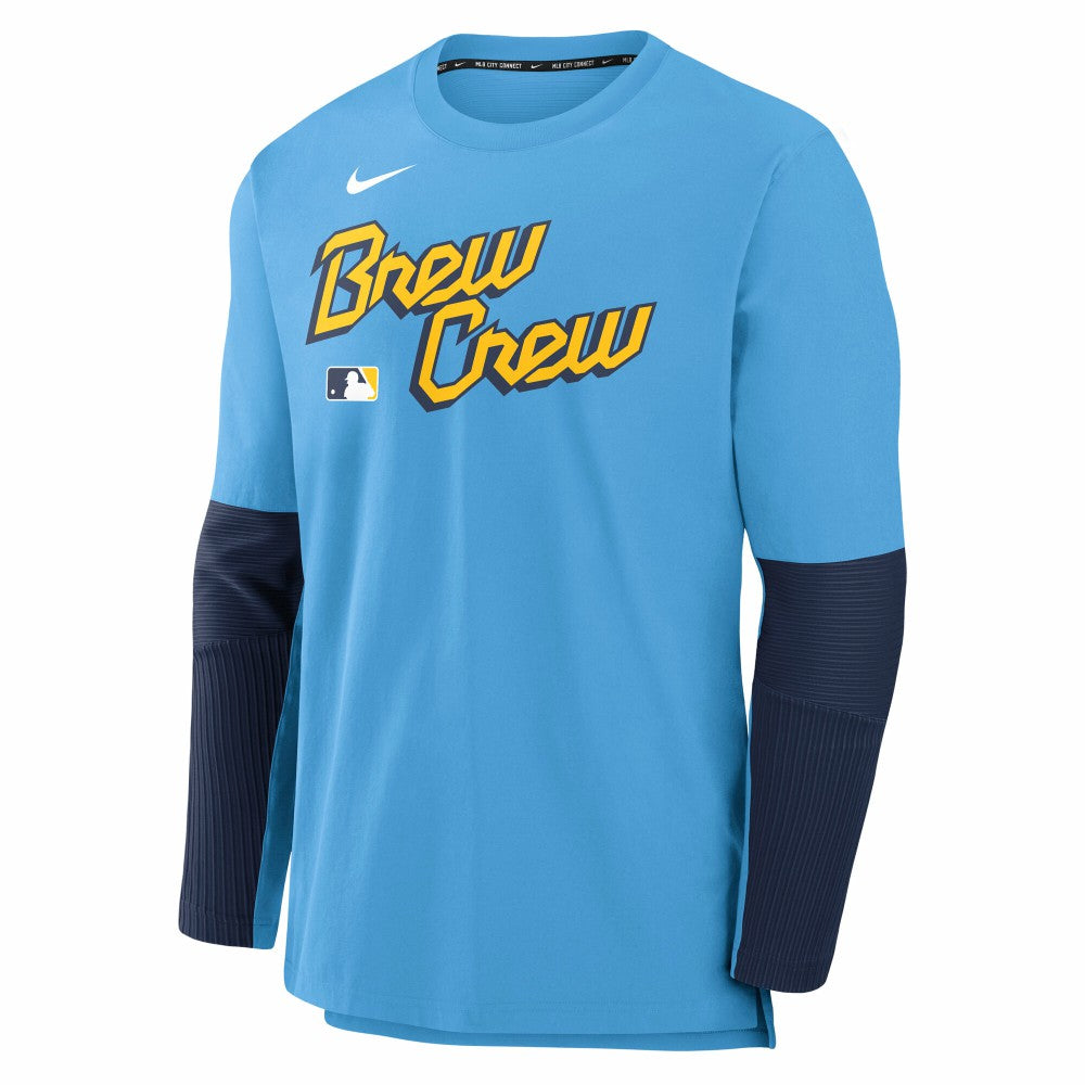Milwaukee Brewers 2025 City Connect Authentic Collection Player Dri-FIT Lightweight Pullover Light Blue