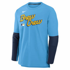 Milwaukee Brewers 2025 City Connect Authentic Collection Player Dri-FIT Lightweight Pullover Light Blue
