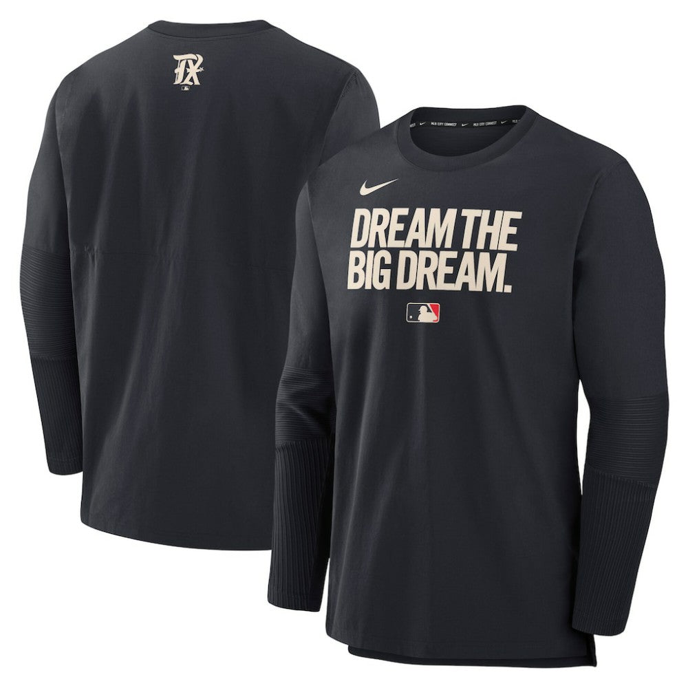 Texas Rangers 2025 City Connect Authentic Collection Player Dri-FIT Lightweight Pullover Black