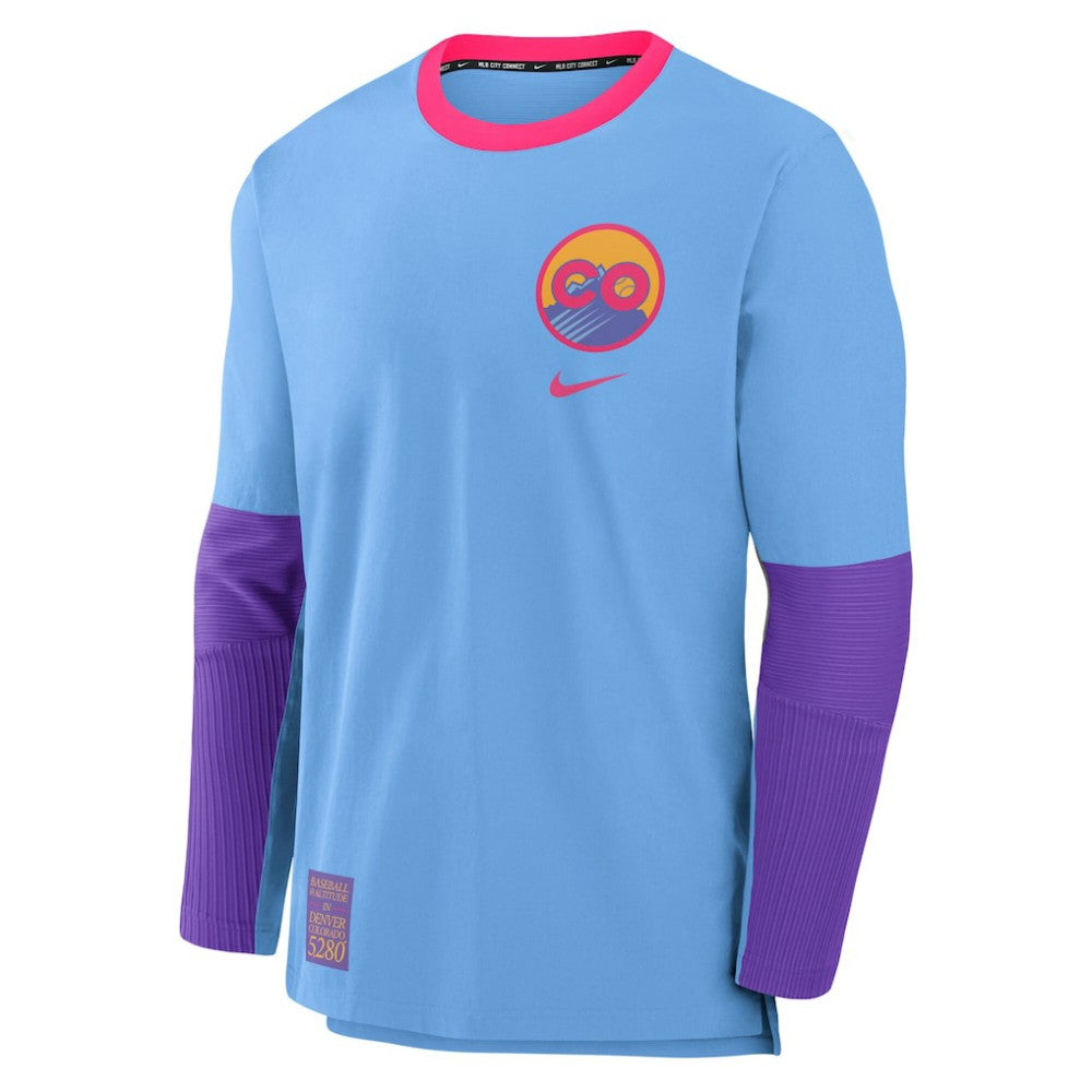 Colorado Rockies 2025 City Connect Authentic Collection Player Dri-FIT Lightweight Pullover Light Blue