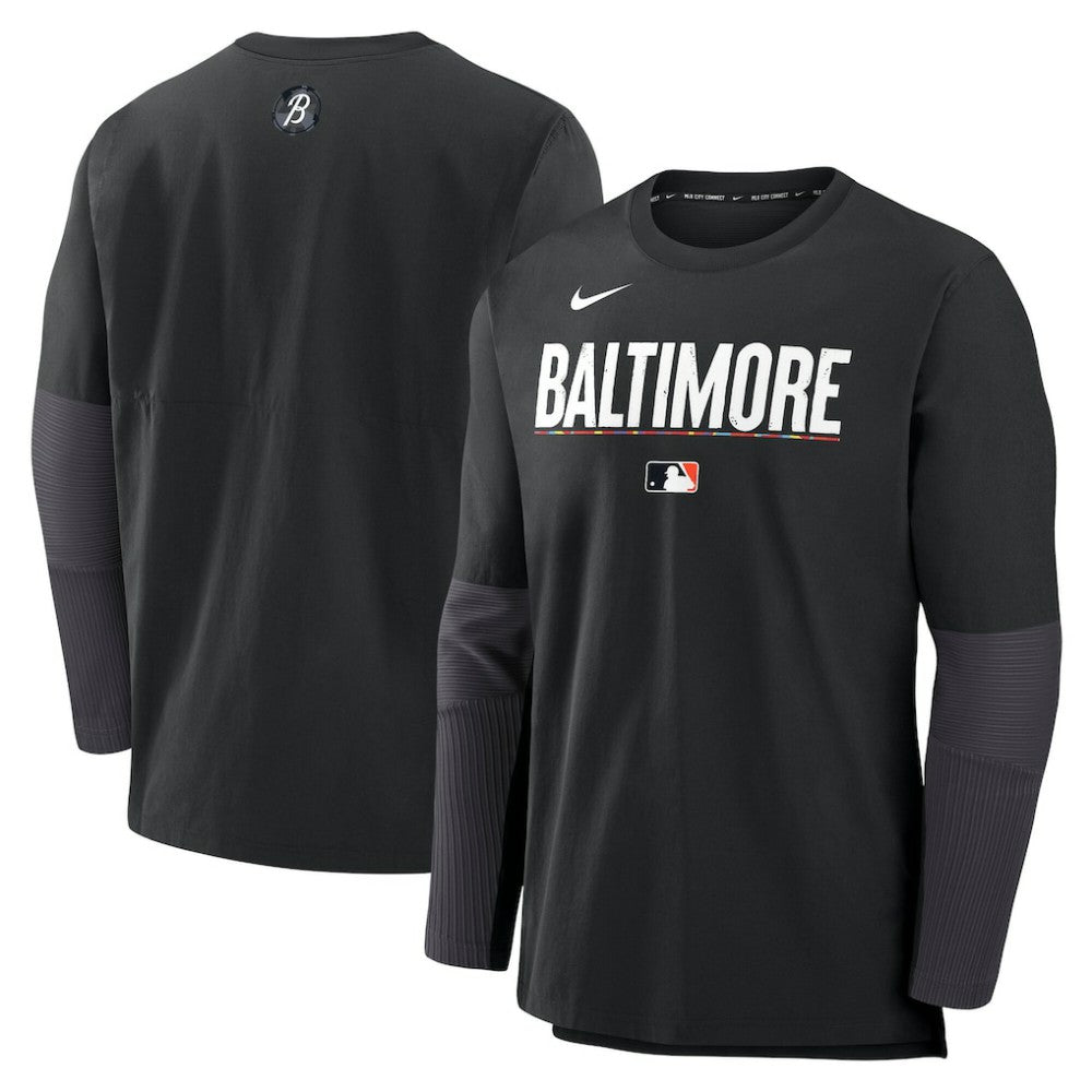 Baltimore Orioles 2025 City Connect Authentic Collection Player Dri-FIT Lightweight Pullover Black