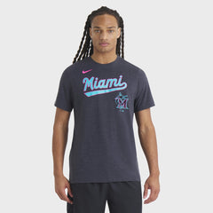 Miami Marlins City Connect Script Tri-Blend T-Shirt Heather Black