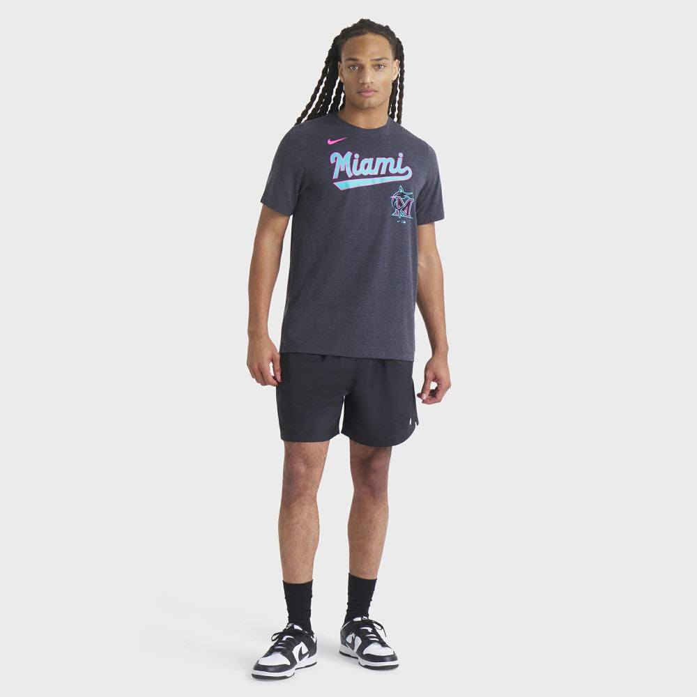 Miami Marlins City Connect Script Tri-Blend T-Shirt Heather Black