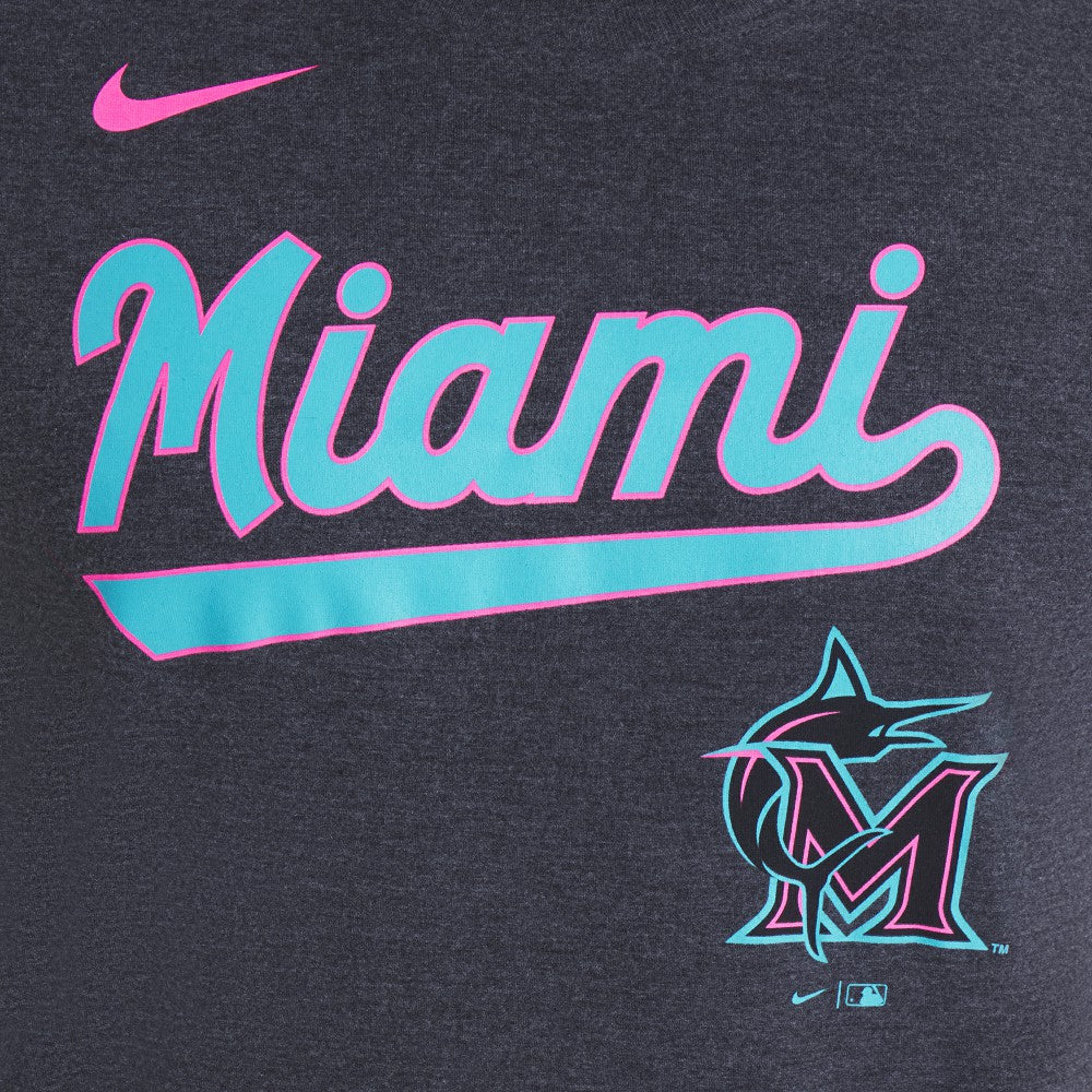 Miami Marlins City Connect Script Tri-Blend T-Shirt Heather Black