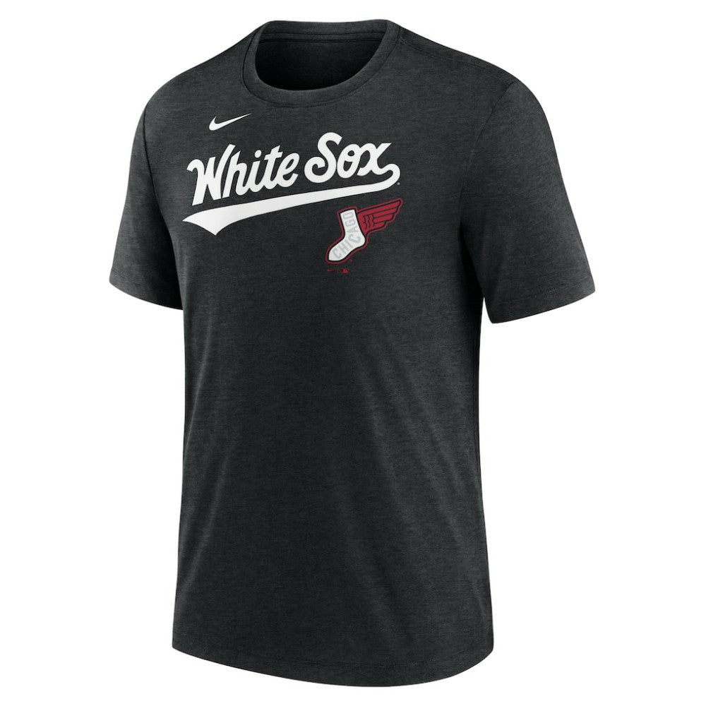 Chicago White Sox City Connect Script Tri-Blend T-Shirt Heather Black
