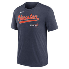 Houston Astros City Connect Script Tri-Blend T-Shirt Heather Navy