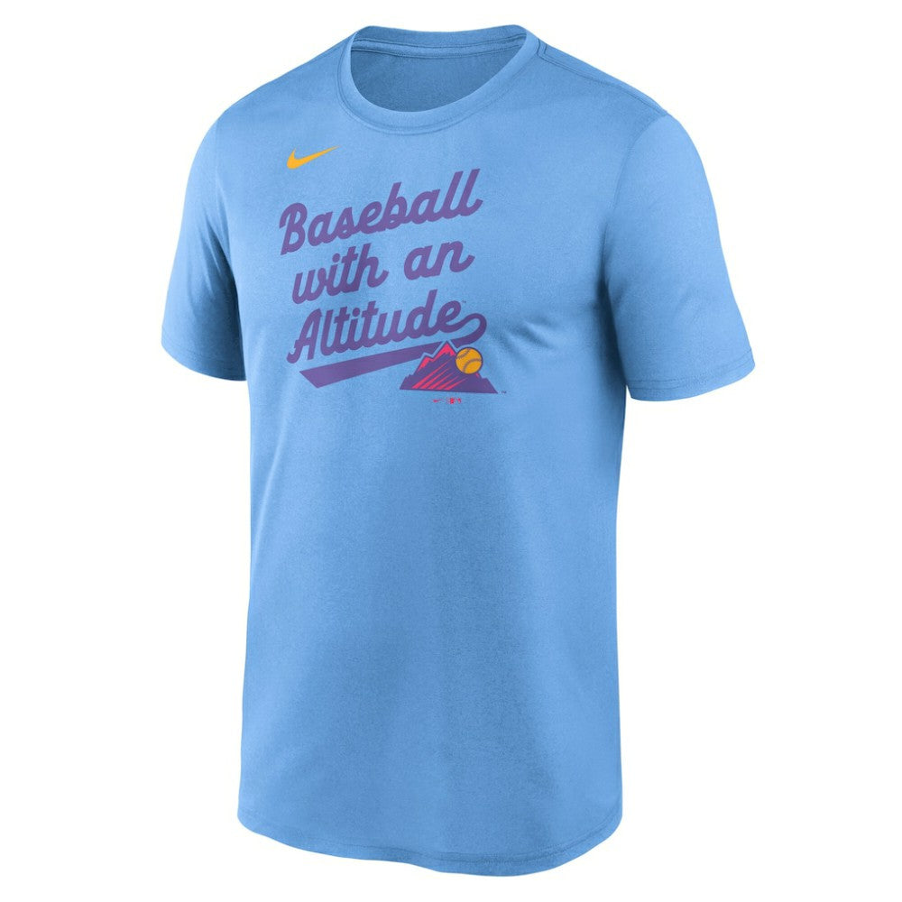 Colorado Rockies 2025 City Connect Team Phrase Legend Performance T-Shirt Light Blue
