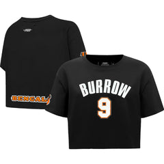 Joe Burrow Cincinnati Bengals Pro Standard Women's Player Name & Number Cropped Boxy T-Shirt - Black cheap