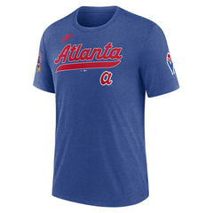 Atlanta Braves Cooperstown Collection Eras Tri-Blend T-Shirt Heather Royal