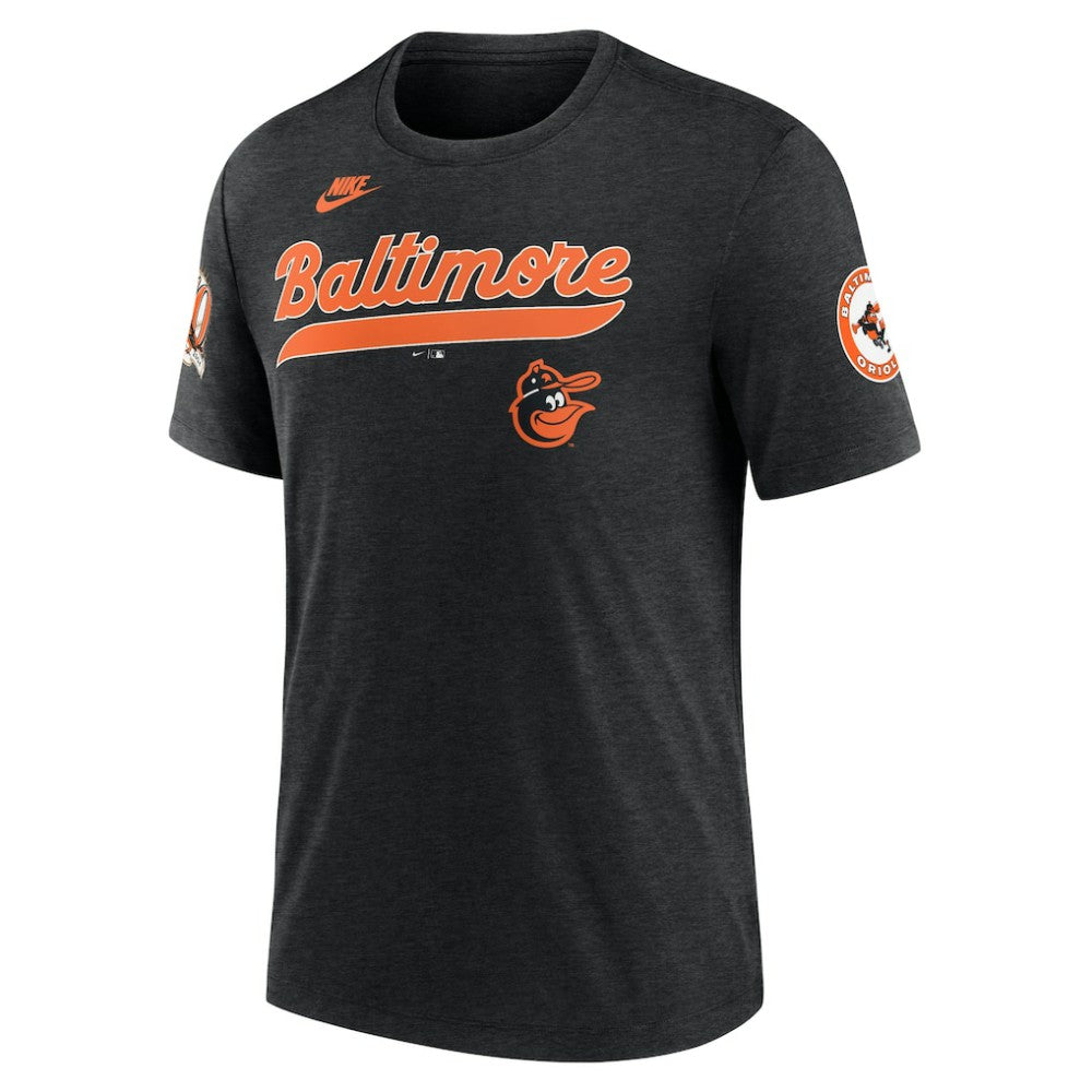 Baltimore Orioles Cooperstown Collection Eras Tri-Blend T-Shirt Heather Black