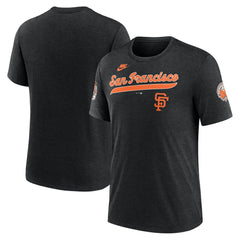 San Francisco Giants Cooperstown Collection Eras Tri-Blend T-Shirt Heather Black