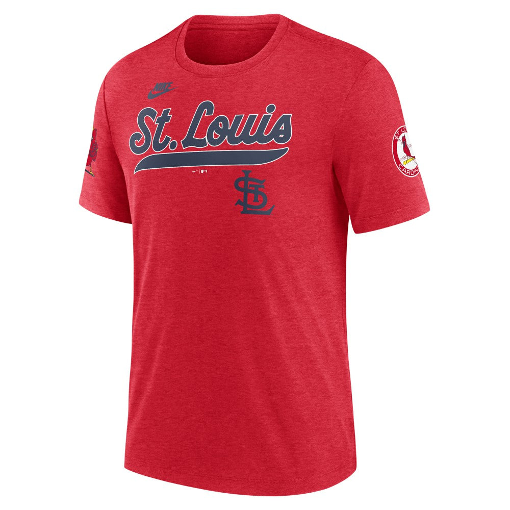 St. Louis Cardinals Cooperstown Collection Eras Tri-Blend T-Shirt Heather Red