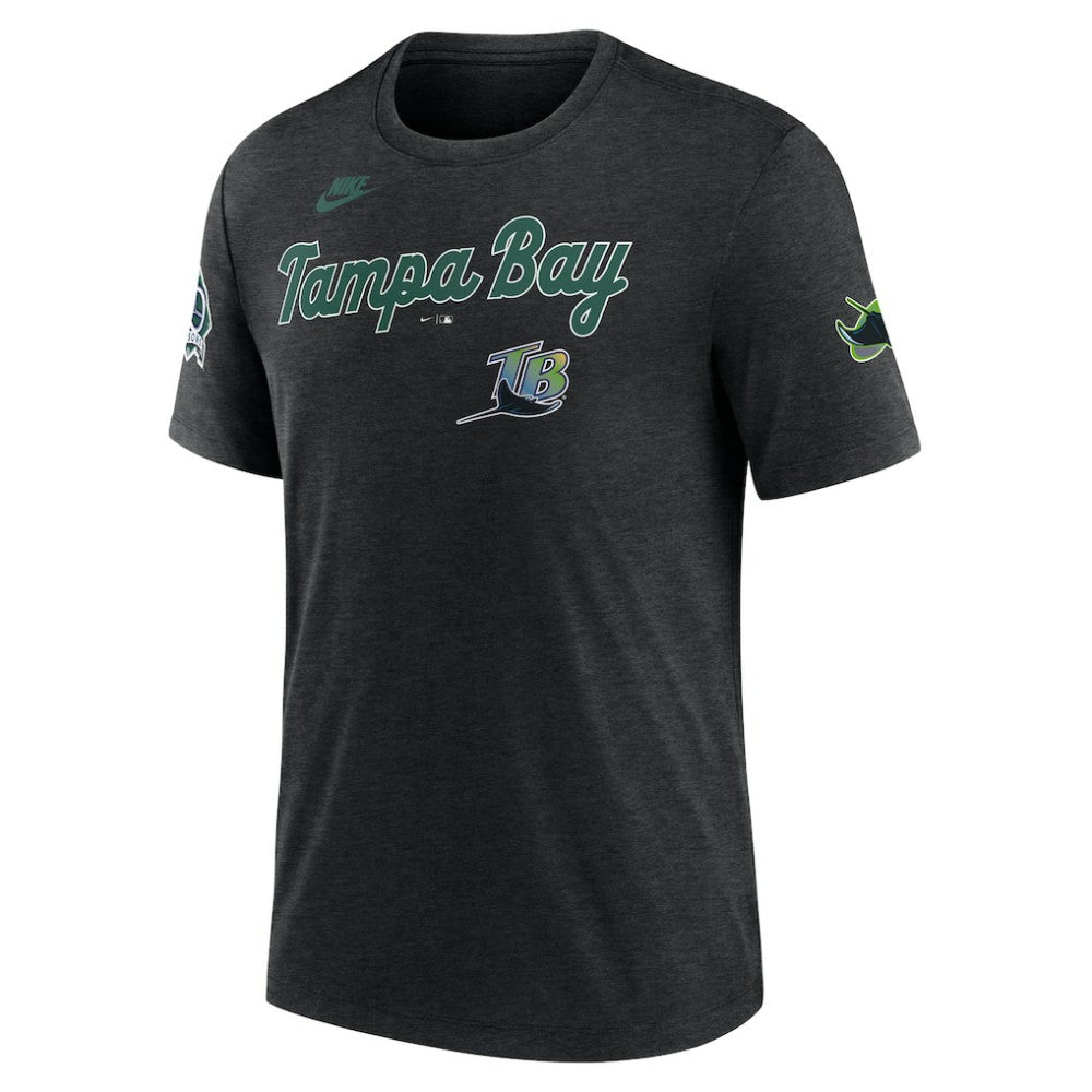 Tampa Bay Rays Cooperstown Collection Eras Tri-Blend T-Shirt Heather Black